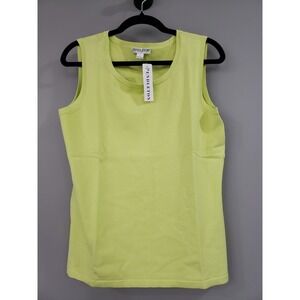 NEW PETITE LARGE Pendleton Kiwi Green Silk Cotton Blend Sleeveless Tank Top Prep